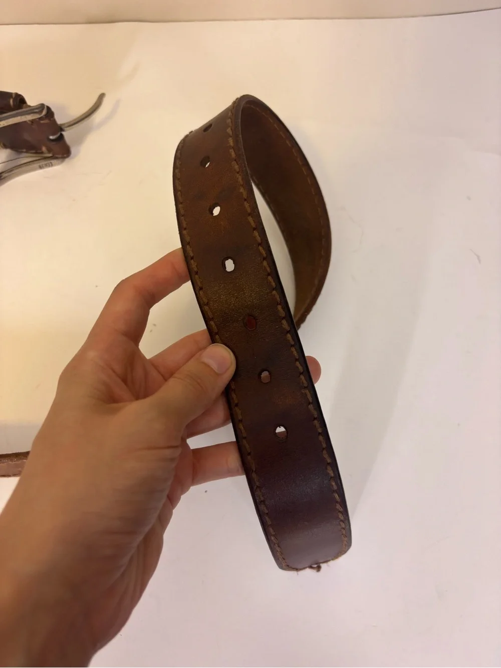 American Eagle Classic Brown Leather Men's Belt with Silver Buckle